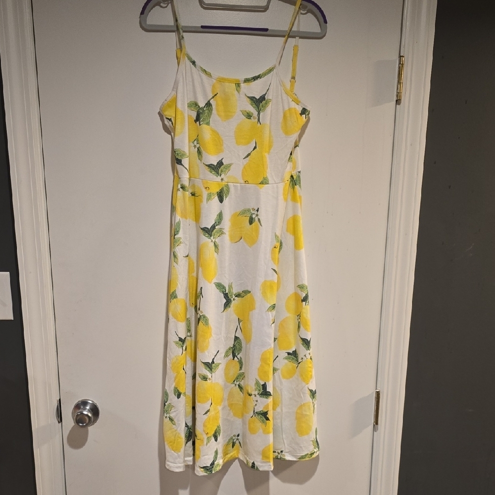 Source Unknown Yellow and Green Midi Sundress Casual